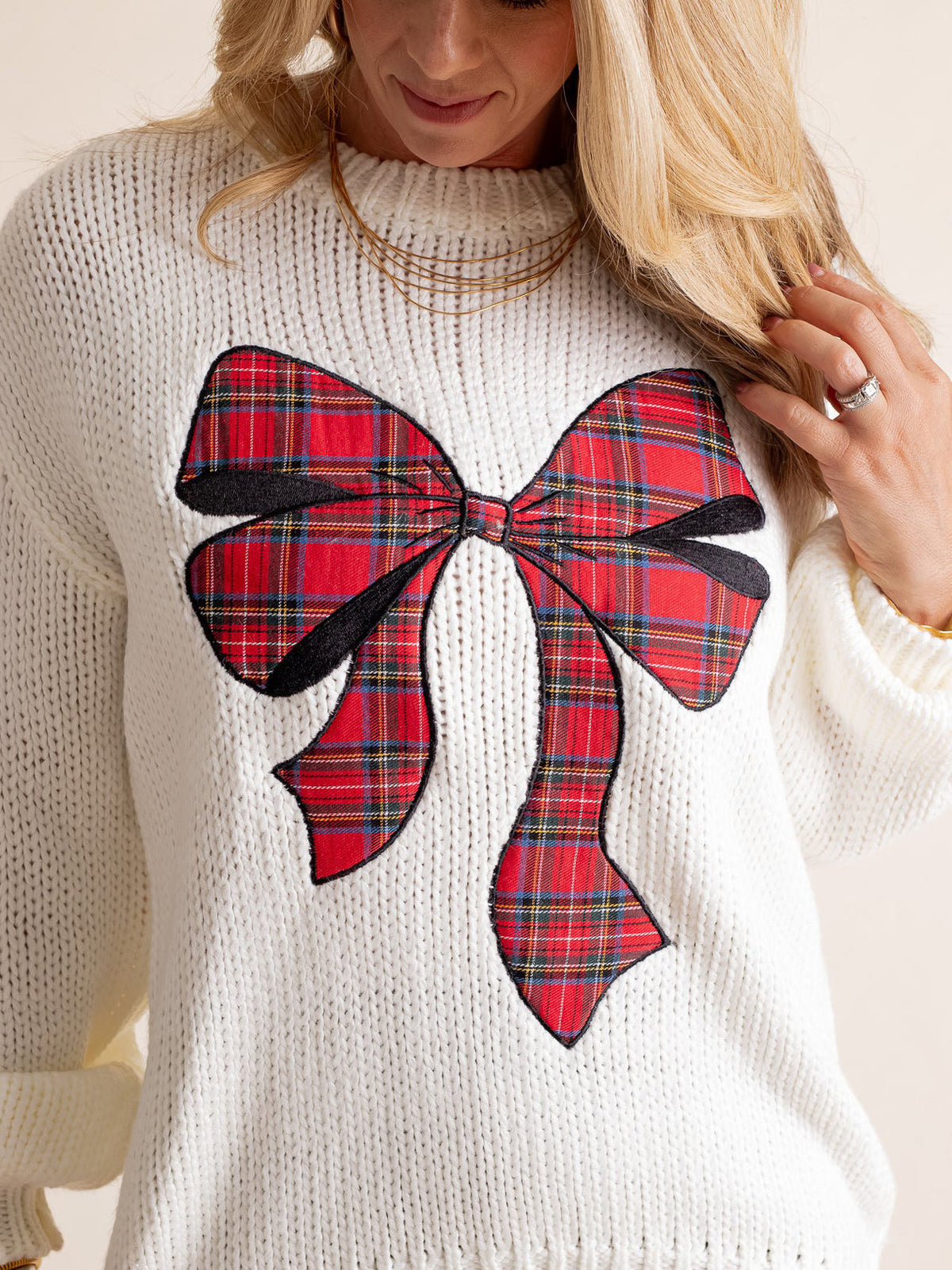 Women's Plaid Bow Sweater (Buy 2, Get Free Shipping)
