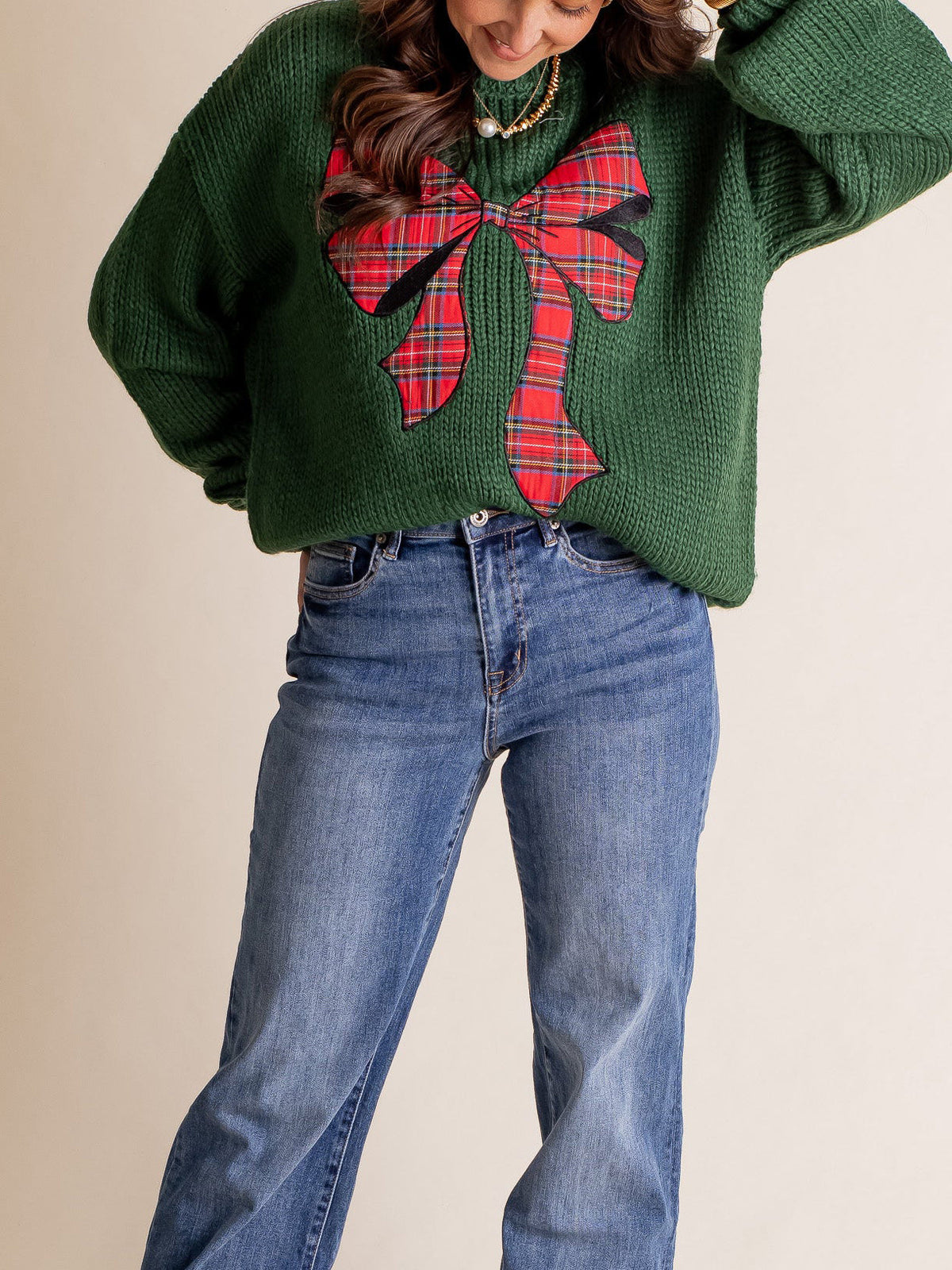 Women's Plaid Bow Sweater (Buy 2, Get Free Shipping)