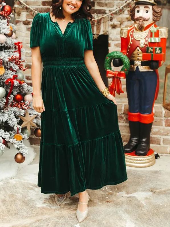 Women's Velvet Tiered Maxi Dress (Buy 2, Get Free Shipping)
