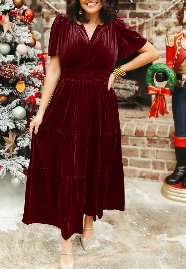 Women's Velvet Tiered Maxi Dress (Buy 2, Get Free Shipping)