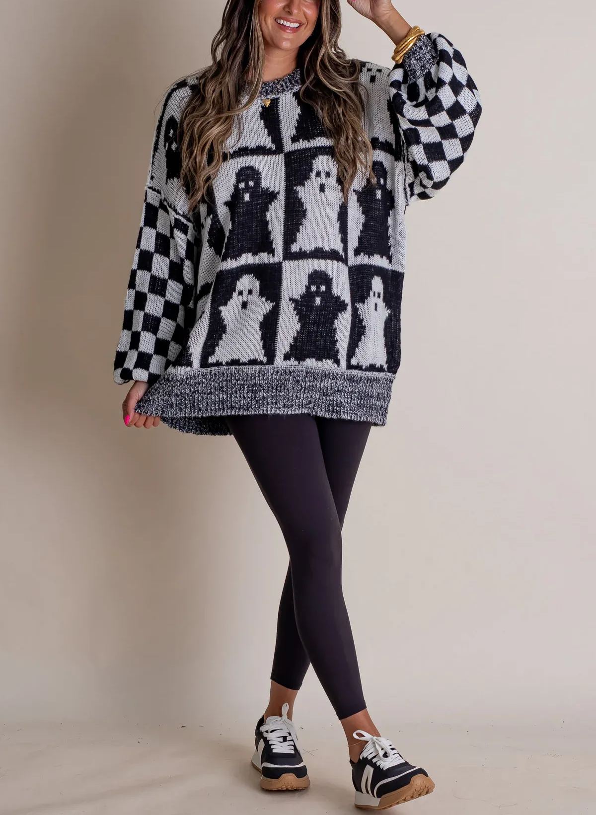 Women's Halloween Checkered Sweater - Spooky Season (Buy 2, Get Free Shipping)
