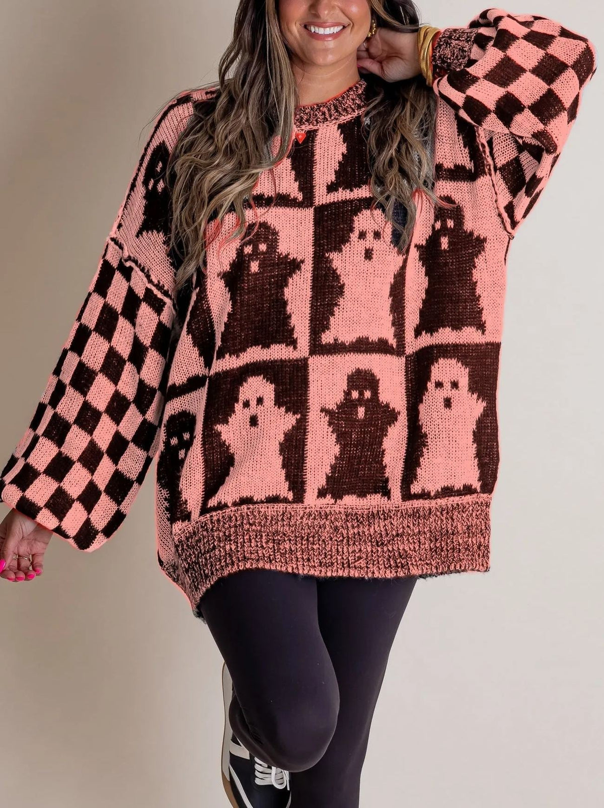 Women's Halloween Checkered Sweater - Spooky Season (Buy 2, Get Free Shipping)