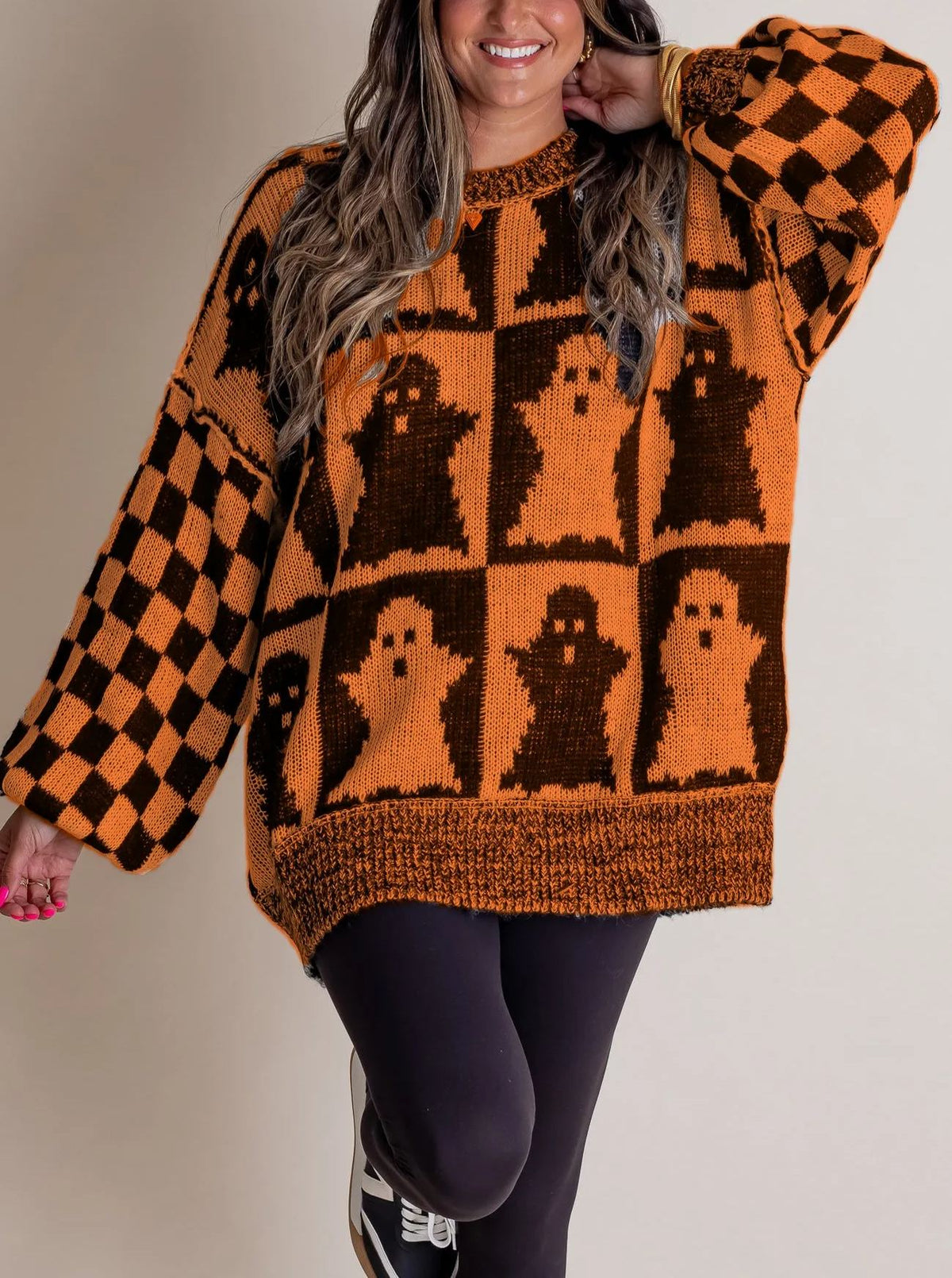 Women's Halloween Checkered Sweater - Spooky Season (Buy 2, Get Free Shipping)