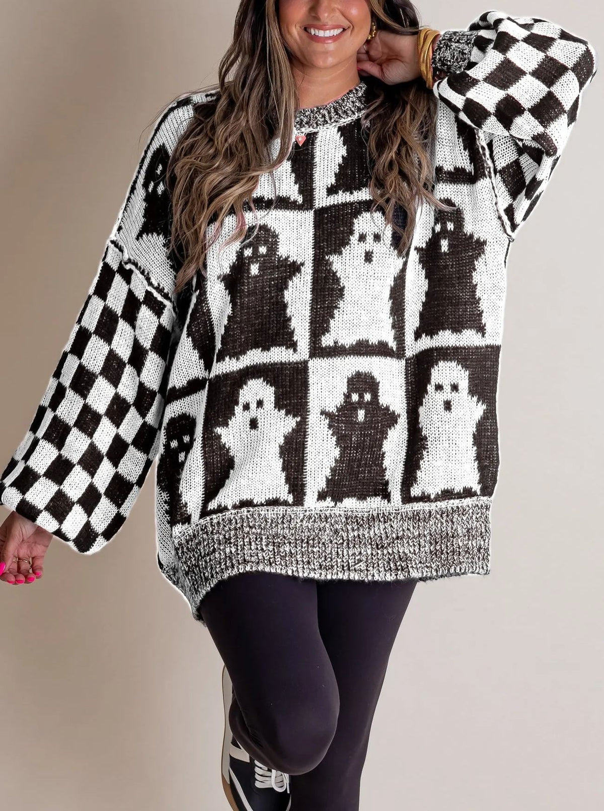 Women's Halloween Checkered Sweater - Spooky Season (Buy 2, Get Free Shipping)