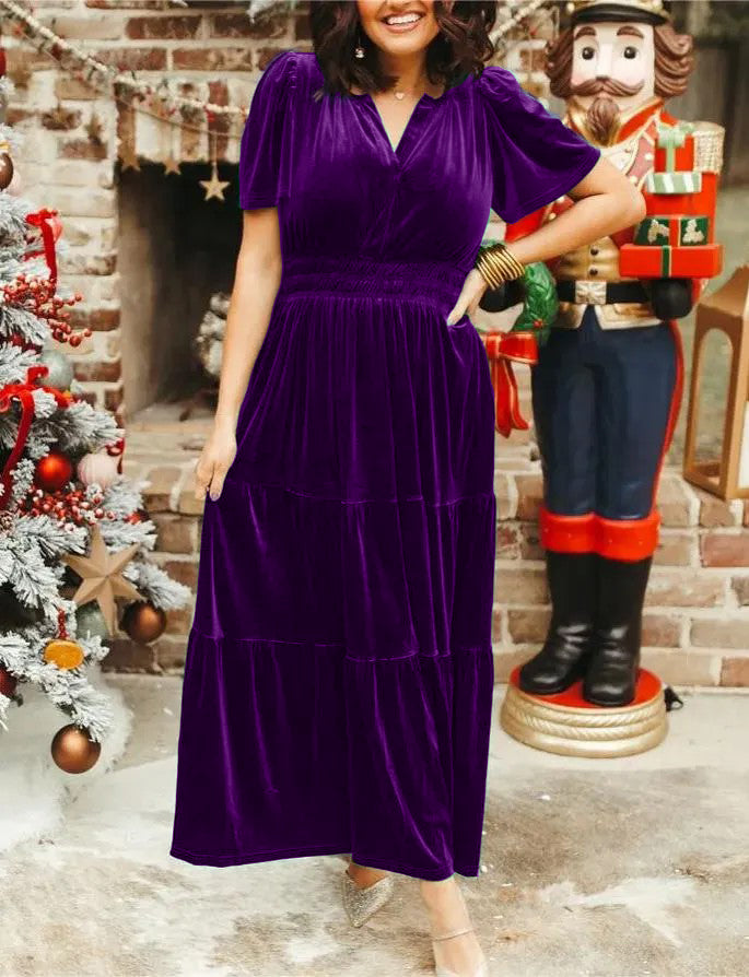 Women's Velvet Tiered Maxi Dress (Buy 2, Get Free Shipping)